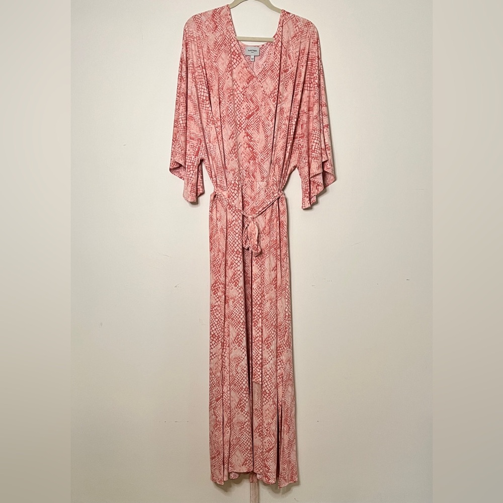 Haute Hippie Tribe Pink Python Knit Maxi Dress W/Fringe Belt  Size 5X NWOT NW